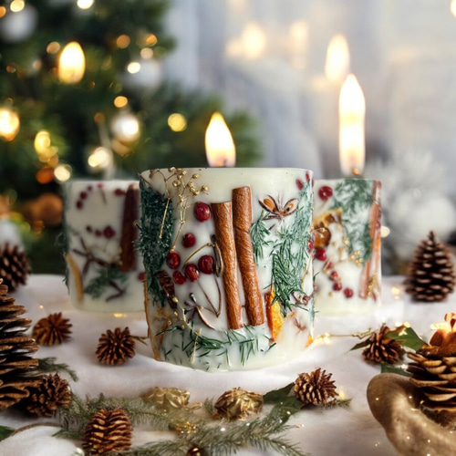 再販】⭐️クリスマスインテリア ボタニカルクリスマスキャンドル