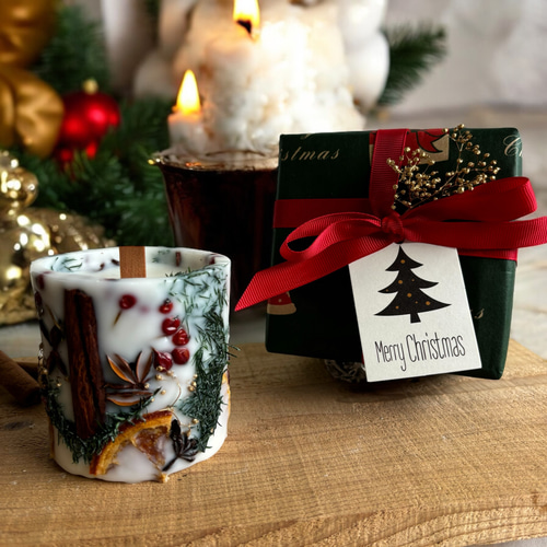 再販】⭐️クリスマスインテリア ボタニカルクリスマスキャンドル