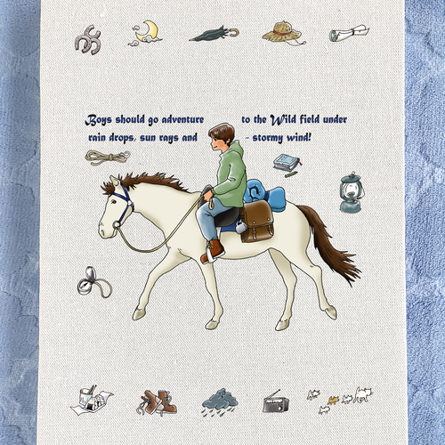 アートパネル 馬旅ボーイ 33cmx24cm 馬 乗馬 旅 イラスト 少年 うま
