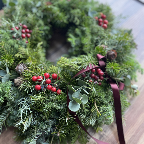 早割【再販】【早割特別価格】フレッシュクリスマスリース35cm モミの
