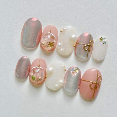 クリスマス オーロラ ピンク リボン オーナメント