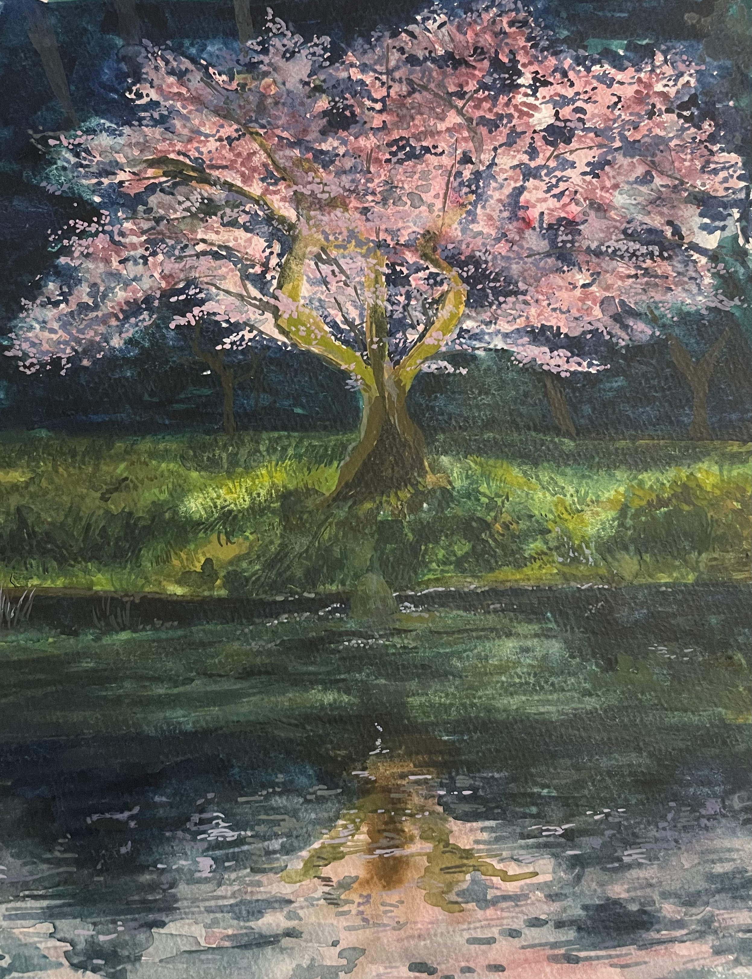 夜桜　　絵画