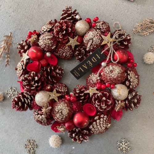 早割 ☆L毎年飾れるクリスマスリース☆リース ナチュラルスターレッド