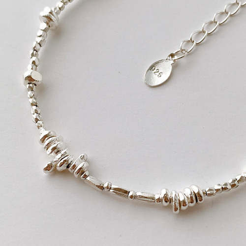 再販］カレンシルバー ラフロンデルMIX ネックレス