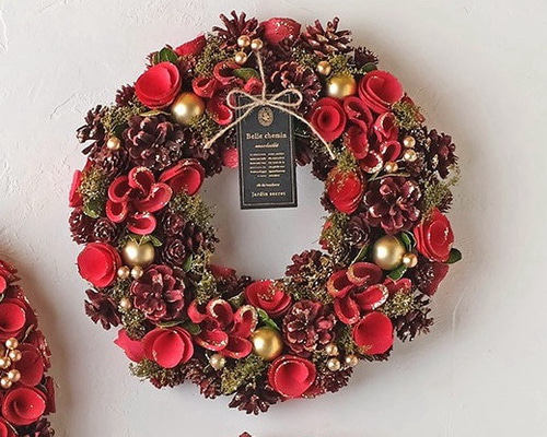 クリスマスリース ナチュラルリース フレッシュリース 保水リース 定番カラー 早割 ☆毎年飾れるクリスマスリース☆クリスマスリース ナチュラル