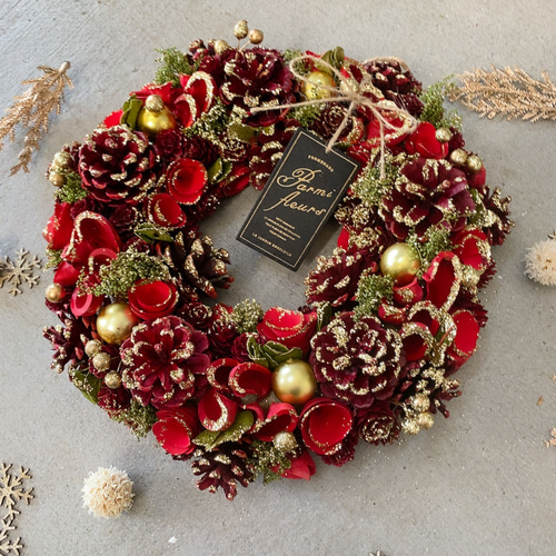 ★　クリスマス✴︎リース 赤と白のシンプルクリスマスリース | iichi 日々の暮らしを心地よく