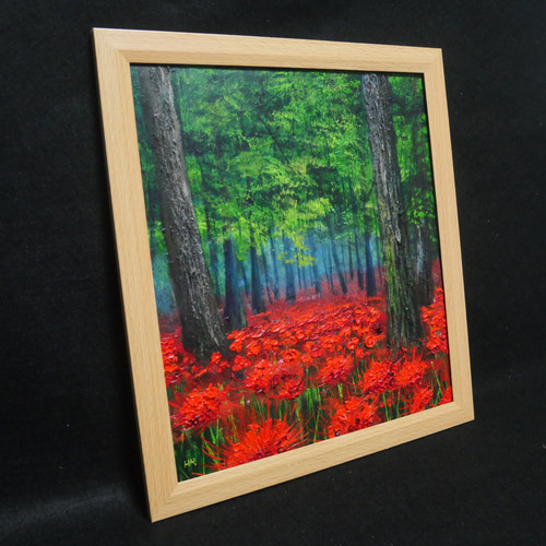 油絵 油彩 油彩画 絵画 絵【彼岸花の森】 油絵 油彩 油彩画 絵画【彼岸花の森】 絵画 HR 通販 18440133