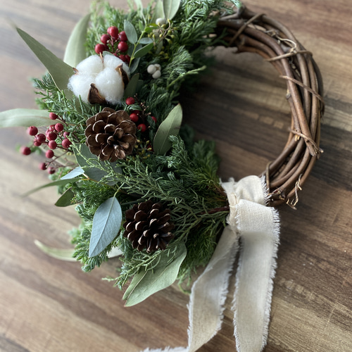 2.クリスマスハーフリース 森の中のクリスマスハーフリース リース Atelier sol daisy 通販