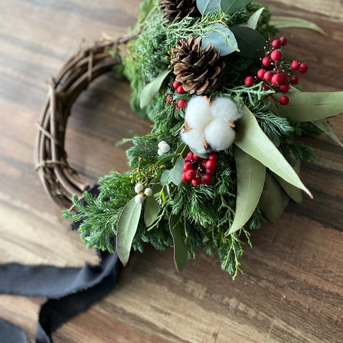 1.クリスマスハーフリース 小さい森のクリスマスハーフリース クリスマス ハーフリース 玄関