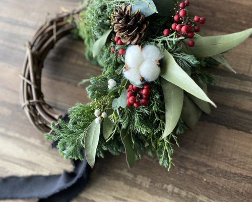 4.クリスマスハーフリース 早割☆フレッシュクリスマスリース☆クリスマスリース クリスマス