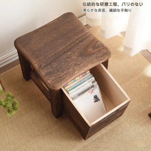 スツール 椅子 イス 高さ25cm 木製 収納付き 四角 スクエアスツール リビング 玄関 おしゃれ 北欧 C-359 その他インテリア雑貨  Renatus 通販｜Creema(クリーマ) 18440285