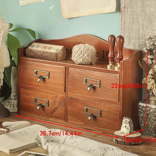 小物収納棚 木製 4グリット ドレッサー収納 化粧品収納 文具収納 小物