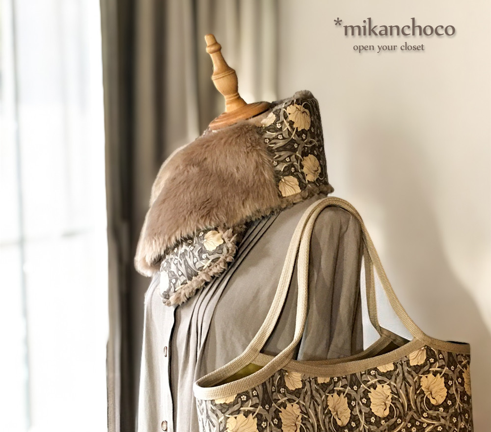 ◆【早割】モリス　ピンパーネル＆発熱ファーのふわもこマフラー③セピア