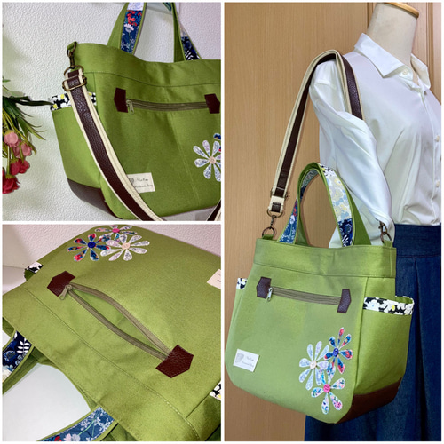 新作！お出掛けトート3WAY♡リバティ＆帆布♡パッチワーク
