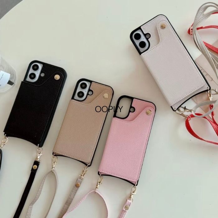 ♡全機種対応♡エレガンスショルダーストラップ付きアイフォーン iphoneスマホショルダーカード収納 16151413