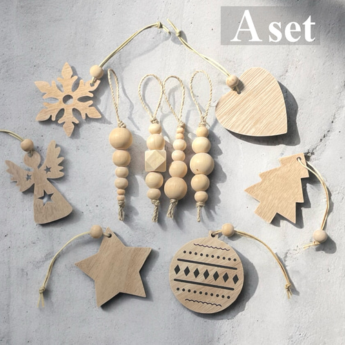 10個セット◇木製 オーナメント/クリスマスツリー&ブランチツリー など