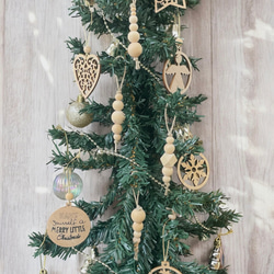 木製 赤白/ペイント オーナメント8個セット/北欧/ナチュラル木