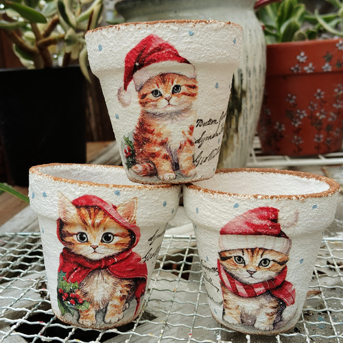 デコパージュ リメイク鉢6点セットクリスマスBEARS 【公式通販】