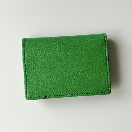 名刺入れ 名入れ可 本革 グリーン 緑 シボ レザー カードケース メンズ