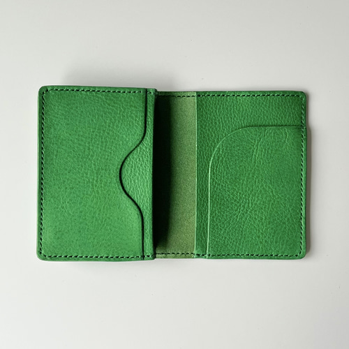名刺入れ 名入れ可 本革 グリーン 緑 シボ レザー カードケース メンズ