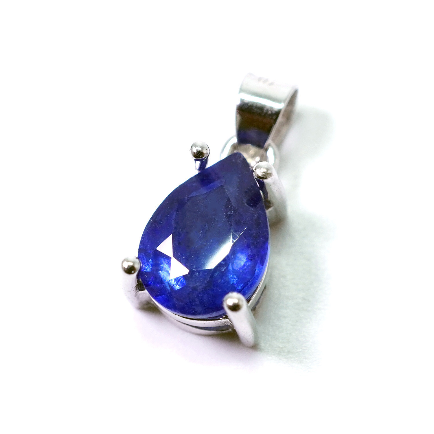 天然石 1.5ct ペアシェイプ サファイア ネックレス ペンダントトップ