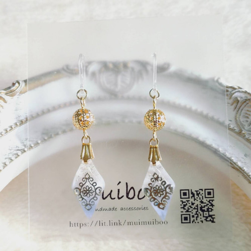 グラデーションな菱形耳飾り ピアス イヤリング ピアス（フック 