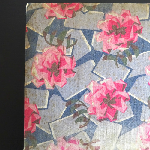 1900年代 フランス カルトナージュ 花模様 布箱 スクエア