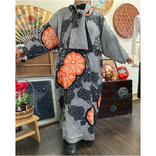 振袖の着物からのワンピース(ストール付き) 着物リメイク ワンピース 