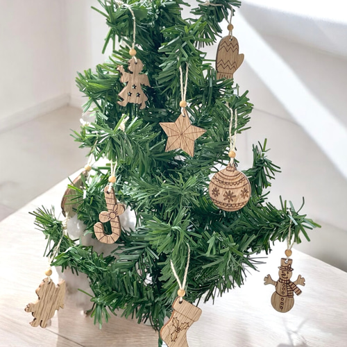 ミニサイズ◇木製 オーナメント 10個セット/卓上クリスマスツリー