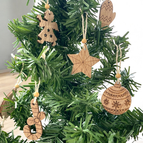 ミニサイズ◇木製 オーナメント 10個セット/卓上クリスマスツリー