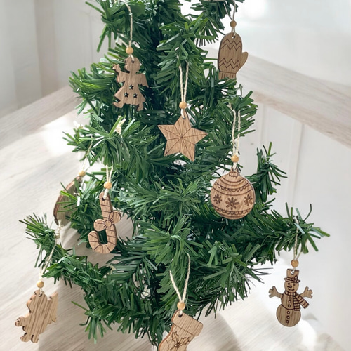 ミニサイズ◇木製 オーナメント 10個セット/卓上クリスマスツリー