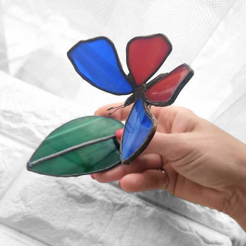 蝶々 置きも ステンドグラス インテリア雑貨 プチギフト 誕生日