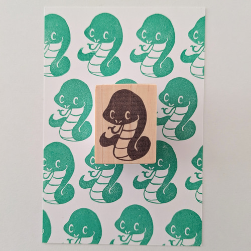 年賀状 2025 キュートなヘビちゃん(消しゴムはんこ) 2025年の干支は『巳』可愛いヘビの消しゴムはんこ はんこ