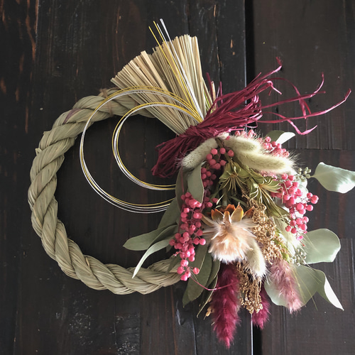 おまかせ！ドライフラワーのしめ縄飾り しめ縄・しめ飾り maison