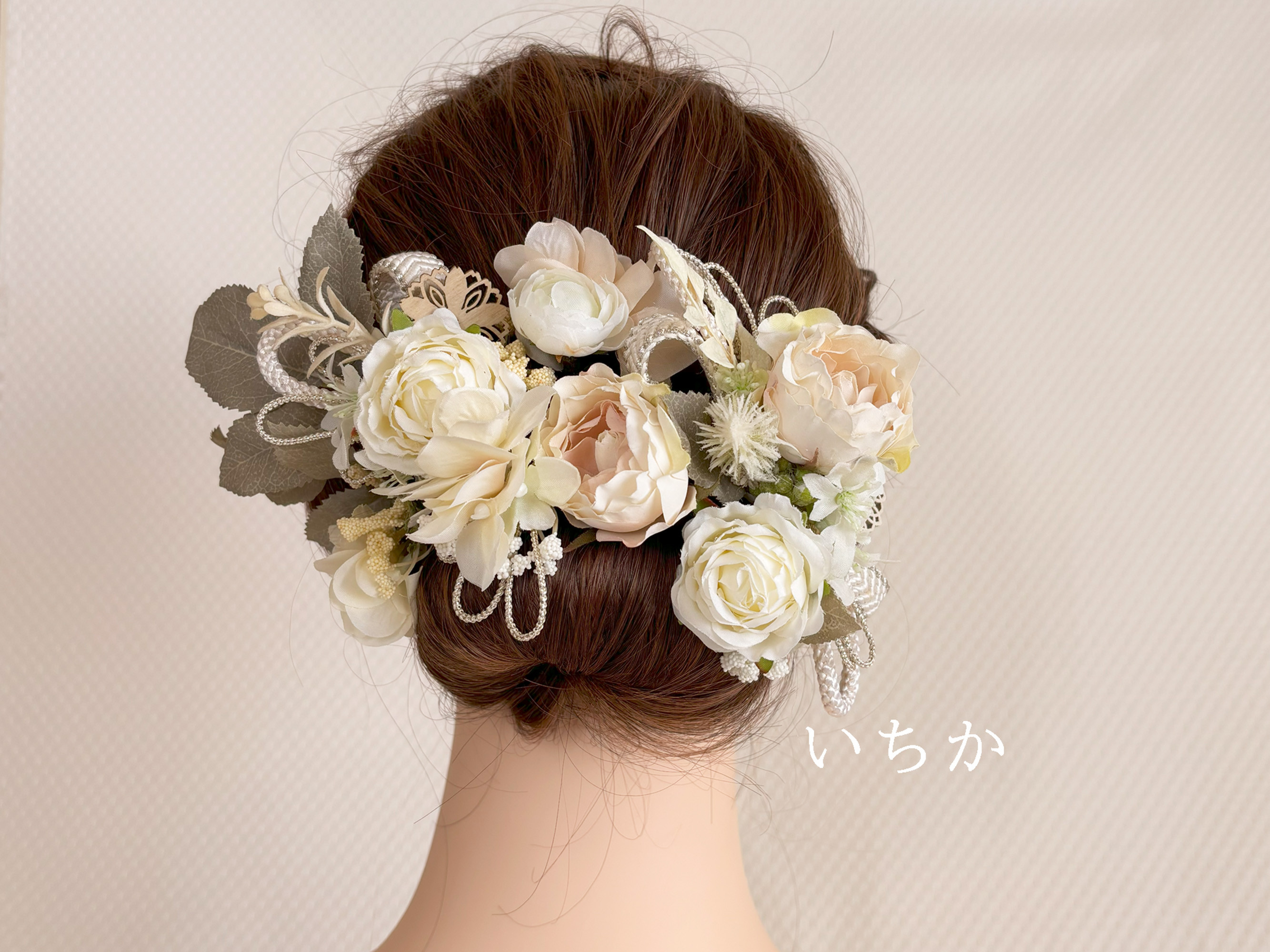 ≪和装髪飾り・振袖、袴に≫アレンジ自在！ヘアパーツ＊クリームホワイトグラデーション＊9本セット（HP006）