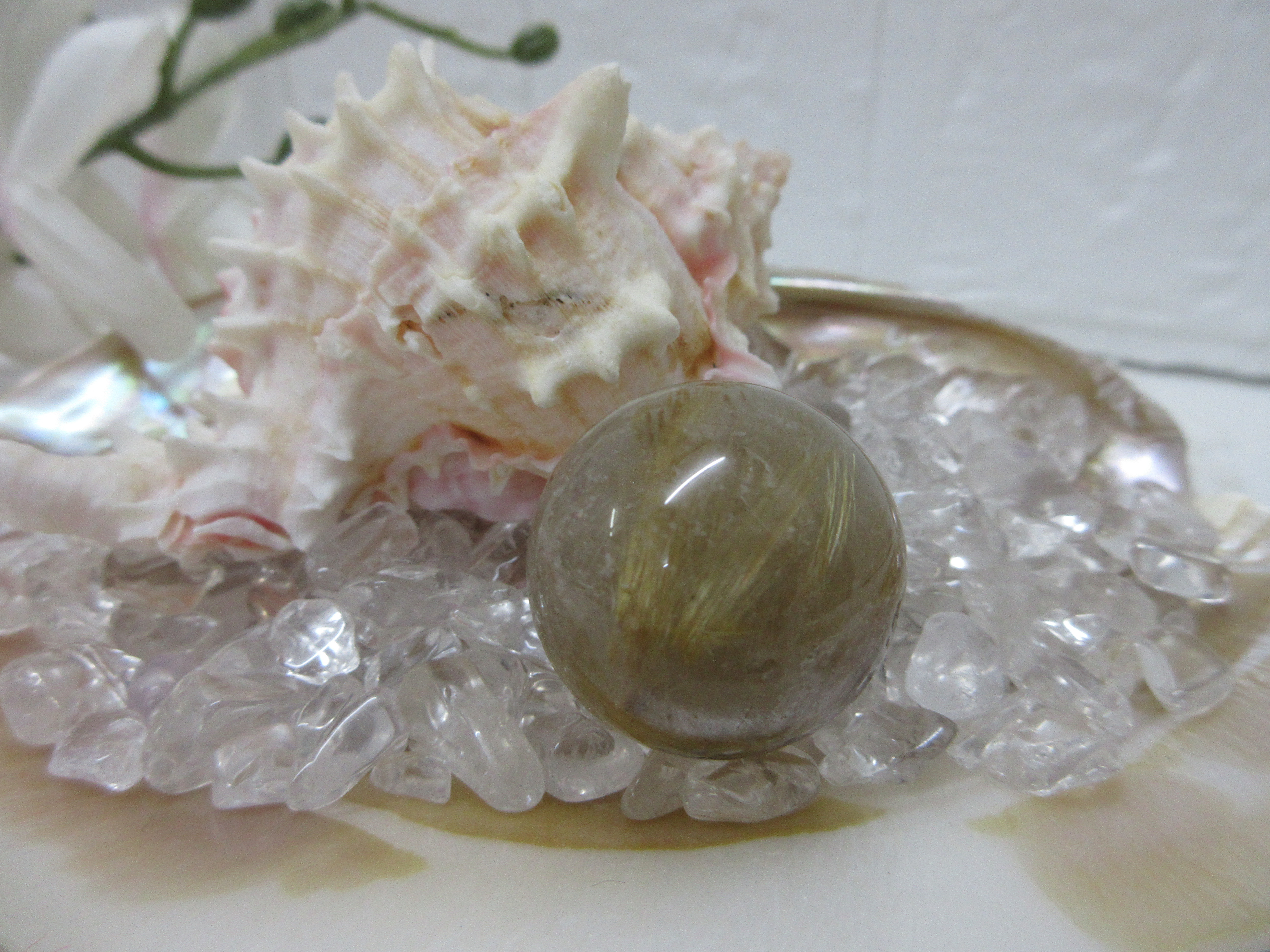 No.CR-252  天然石　<丸玉>　ルチルクォーツ 　２４ｍｍ