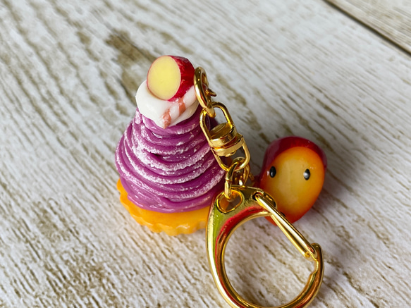 受注生産》紫芋モンブランキーホルダー♡フェイクスイーツ