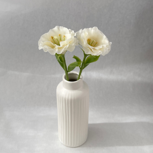 販売済の作品】やさしく透ける クリーム色のトルコキキョウ 2本セット