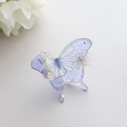 月花飾りアゲハ蝶のインテリアオブジェ/ピック/置物 その他置物 Bird