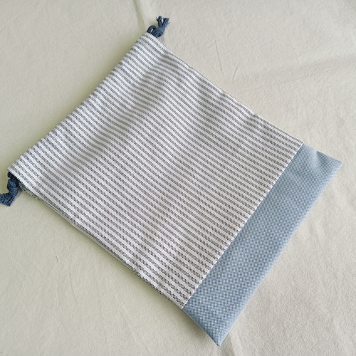 ストライプ/ブルー/シンプル/チェックアンドストライプ/男の子/給食袋  