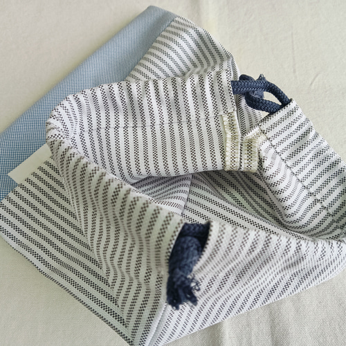 ストライプ/ブルー/シンプル/チェックアンドストライプ/男の子/給食袋  