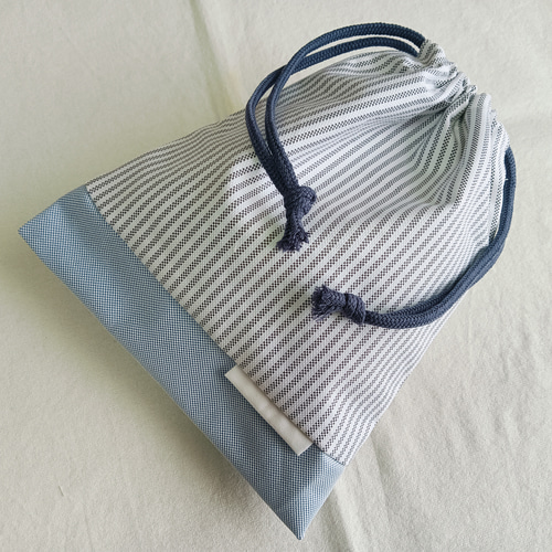 ストライプ/ブルー/シンプル/チェックアンドストライプ/男の子/給食袋  