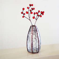 アンティークなステンドグラスのコロンと一輪挿し（お花付き） 10枚目の画像