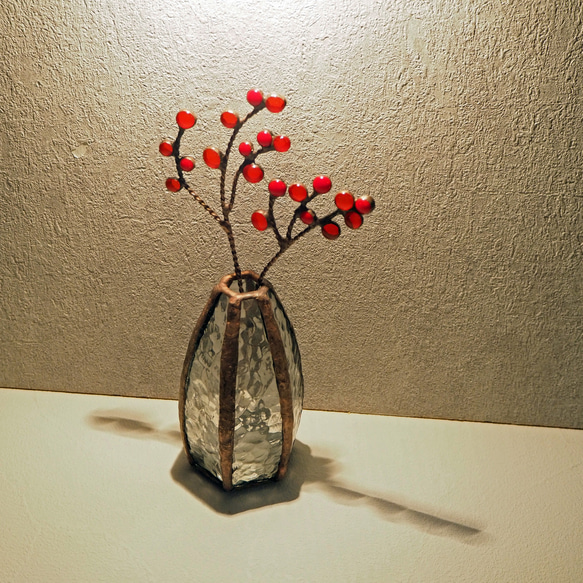 アンティークなステンドグラスのコロンと一輪挿し（お花付き） 4枚目の画像