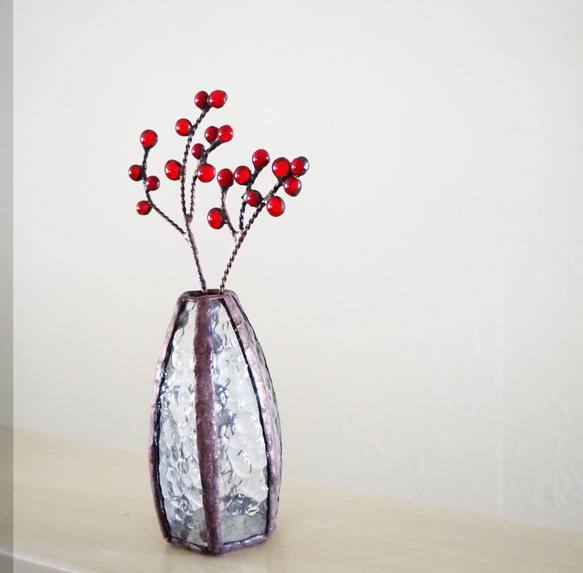 アンティークなステンドグラスのコロンと一輪挿し（お花付き） 9枚目の画像