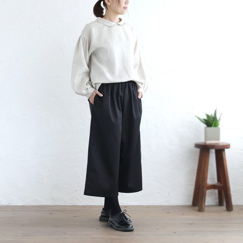 低身長さんもOK 気軽なコットンツイル クロップドパンツ （ブラック