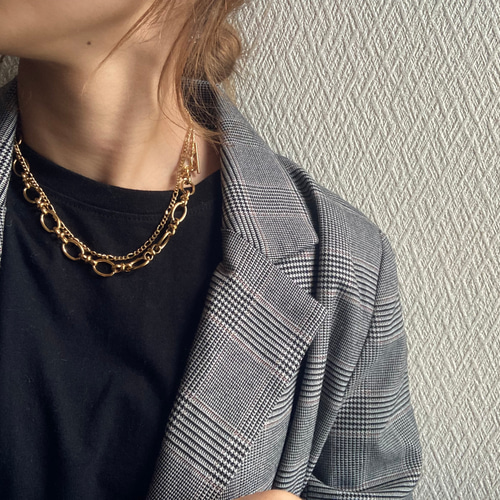 ーlong mix chain necklaceー サージカルステンレス チェーン