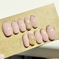 No.1 オーロラ×ワンホン×チーク 蝶々ネイル ネイルチップ（つけ