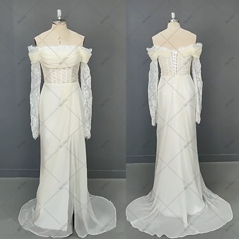 オフショルダー ウェディングドレス パーティードレス 結婚式ドレス 947