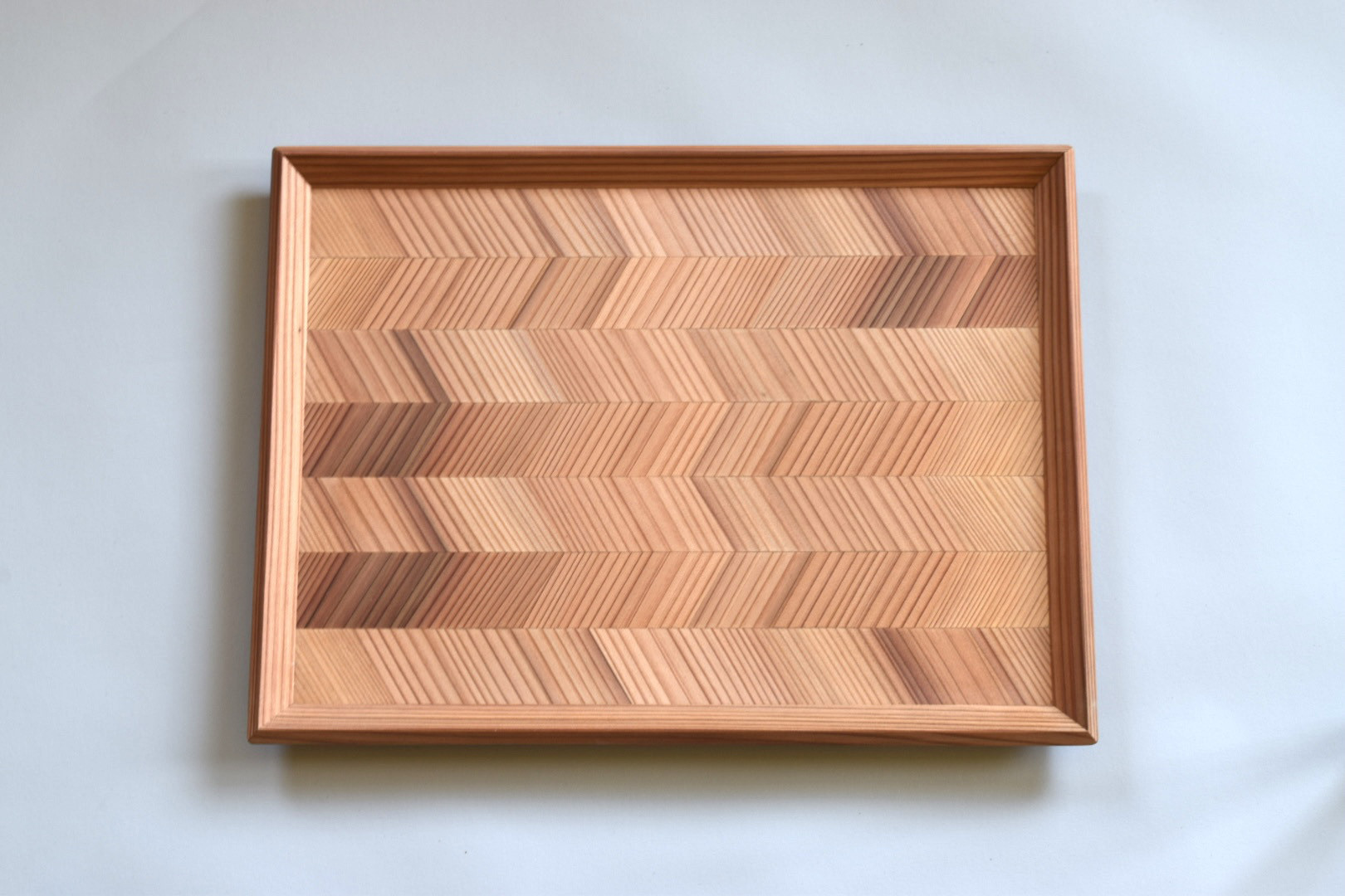 山武杉　四方転びの盆　杉綾